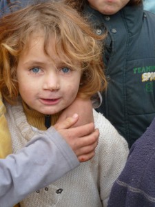 This little girl was so cold her teeth were chattering and her brother gave her his pullover